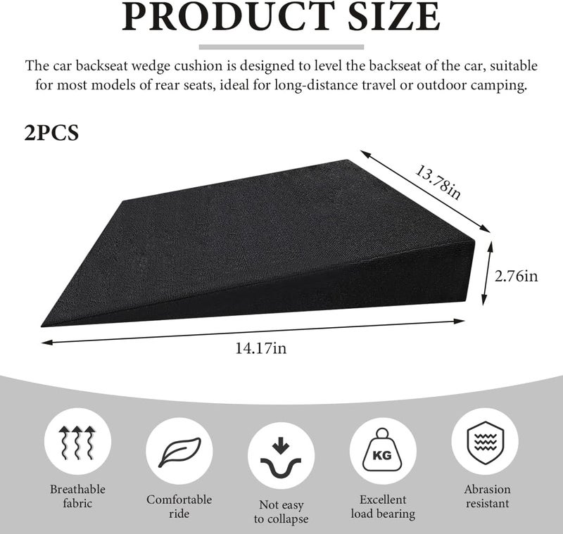 FSTURIOS 2PCS Auto Seat Wedge Leveling Cushion, Comfortable Ergonomic Wedge Foam Pad Car Seat Cushion, Angled Design Rear Seat Pad Office Chair Support Cush ion for Pain Relief - Image 2